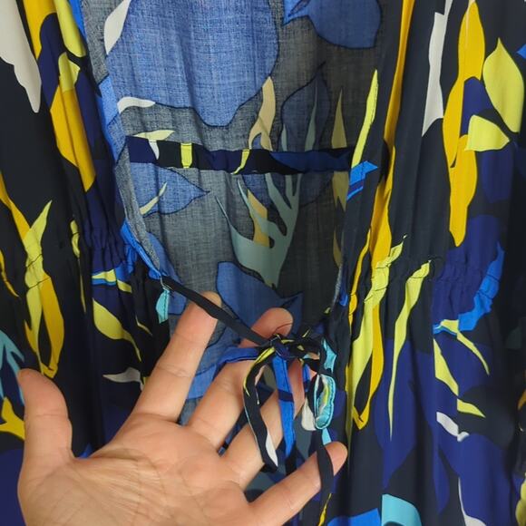 Costal Grandma Tropical Resortwear Maxi Tie Front Cardigan Coverup Women's  2X - Picture 4 of 8